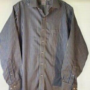 BROOKS BROTHERS SHIRT Men's 16 -2/3 Traditional NO IRON Blue Yellow Striped EUC